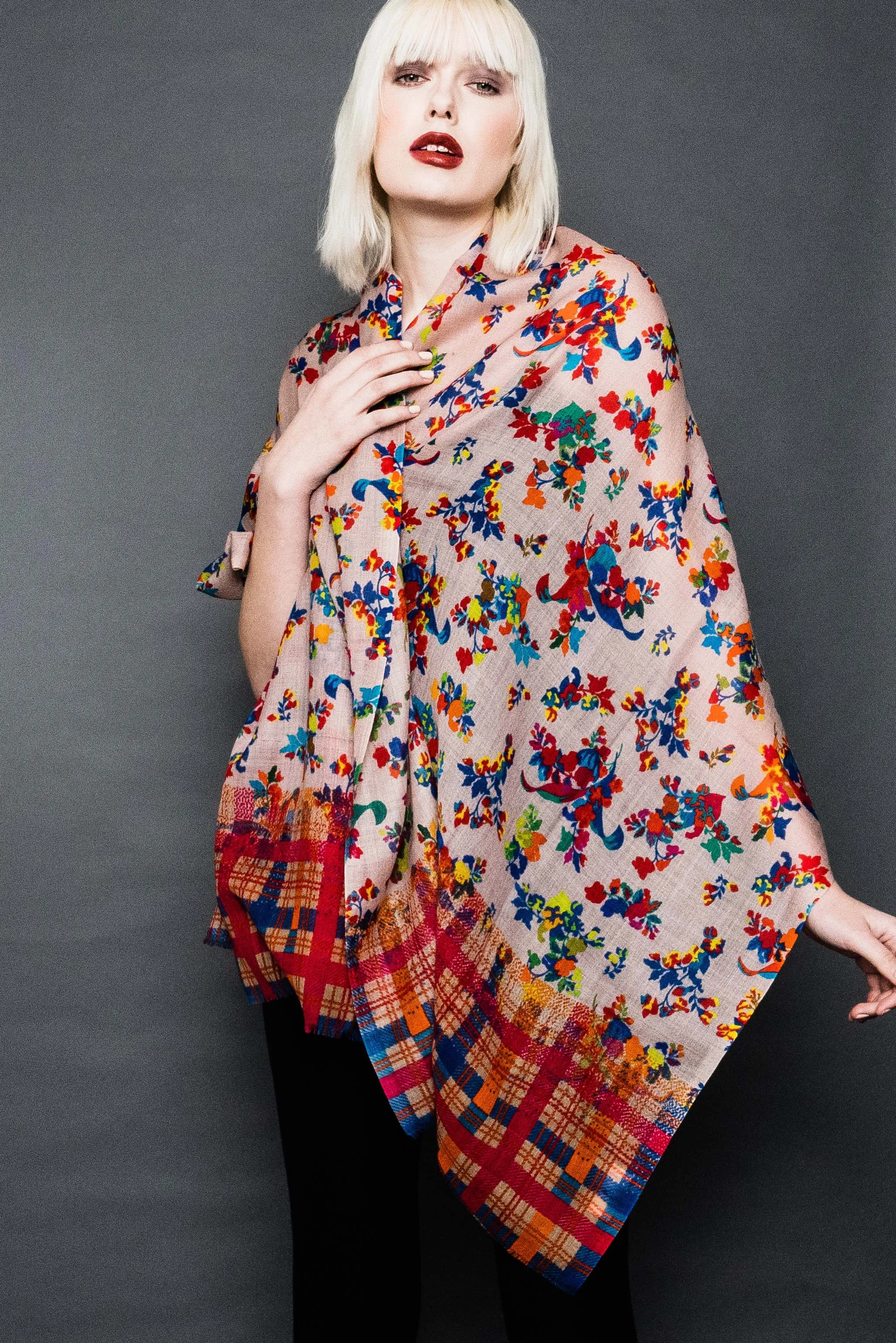Printed Wool Scarf -  Winter Sale 50% Off - At checkout use code Winter50%