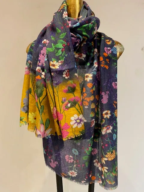 Printed Wool Scarf -  Winter Sale 50% Off - At checkout use code Winter50%
