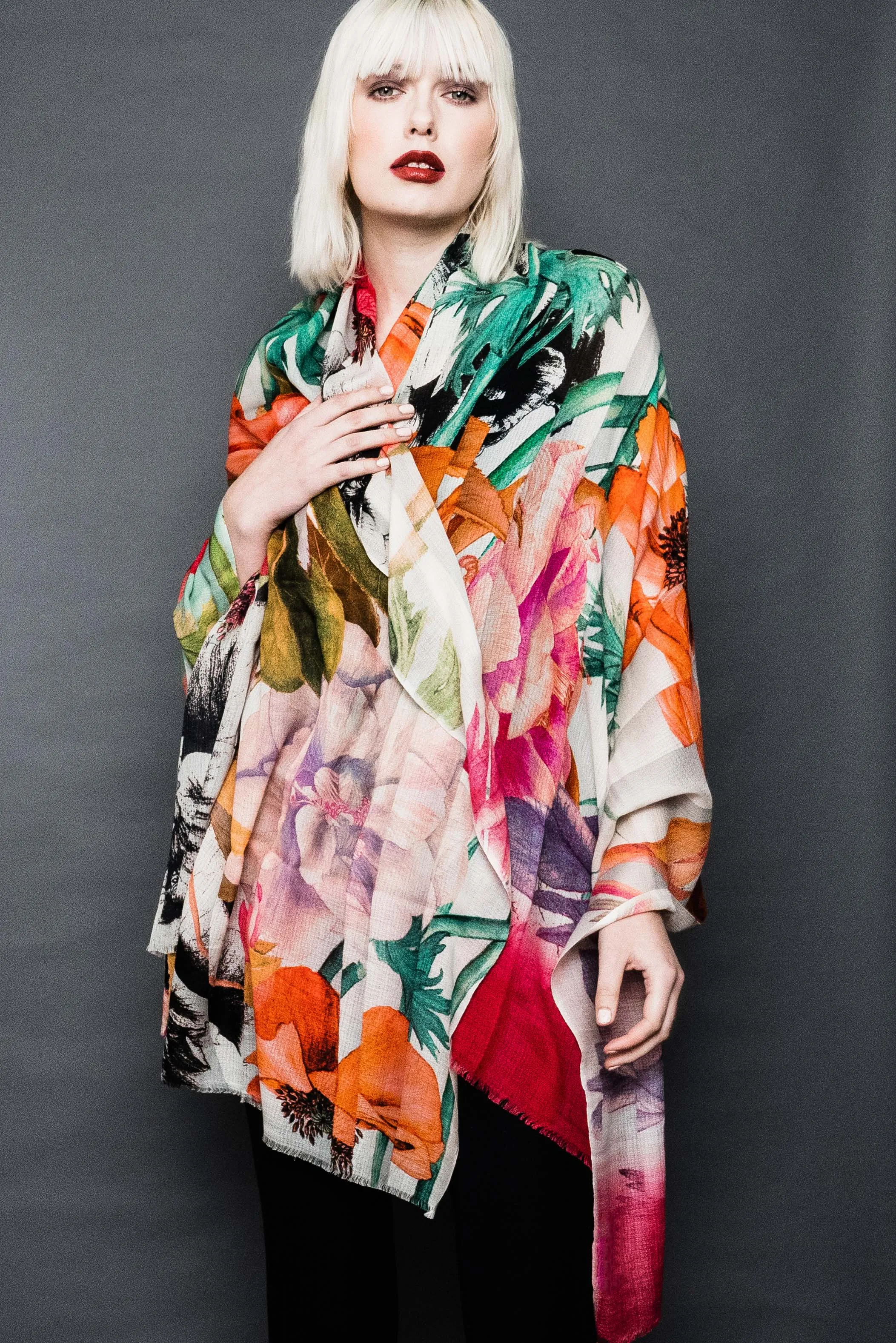 Printed Wool Scarf -  Winter Sale 50% Off - At checkout use code Winter50%