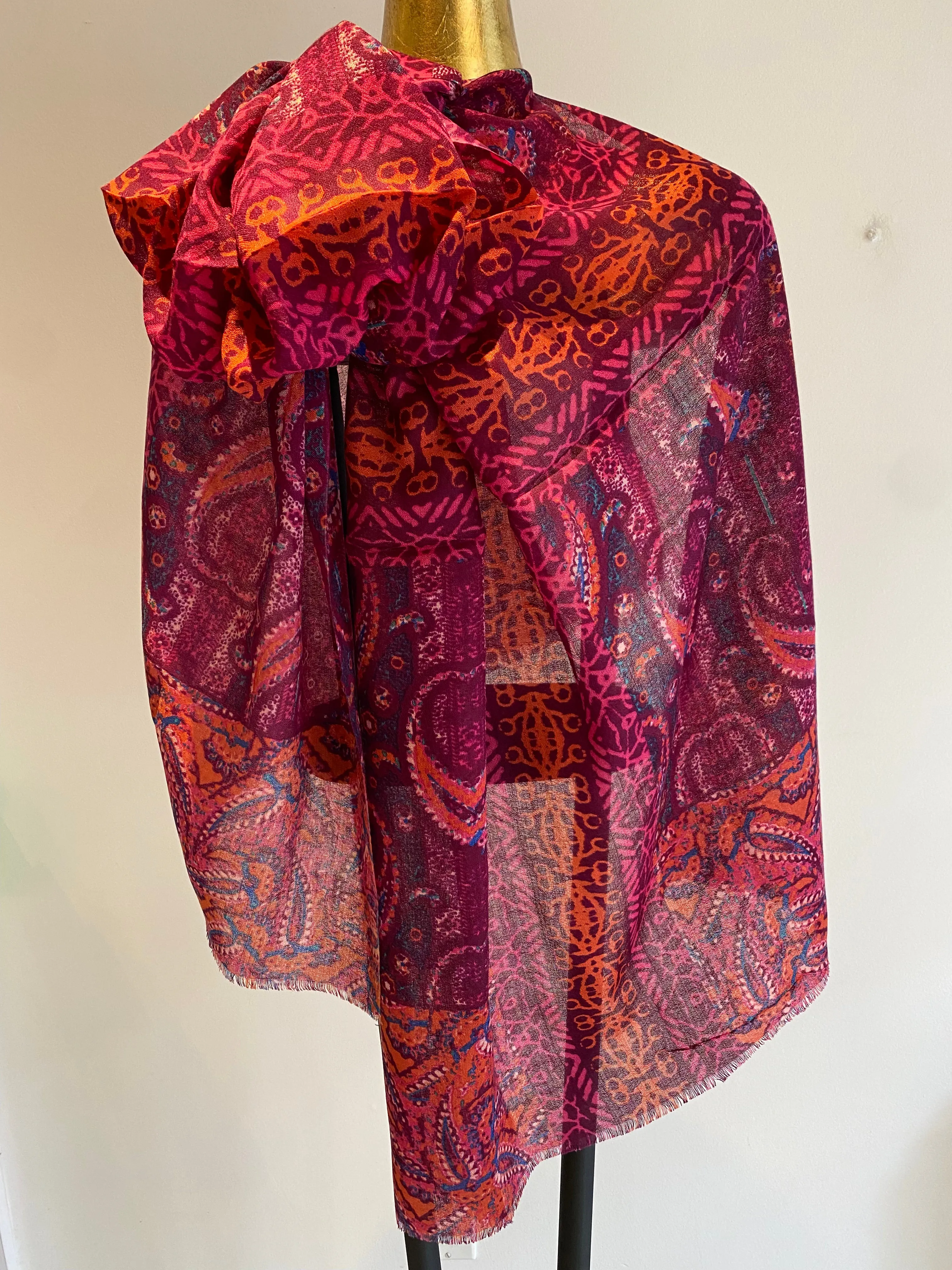Printed Wool Scarf -  Winter Sale 50% Off - At checkout use code Winter50%