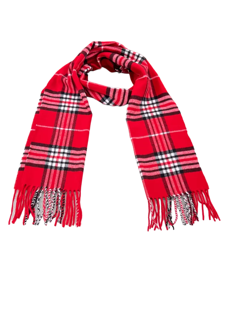 Red Men's plaid scarf Fashion style Wool Cashmere Feels