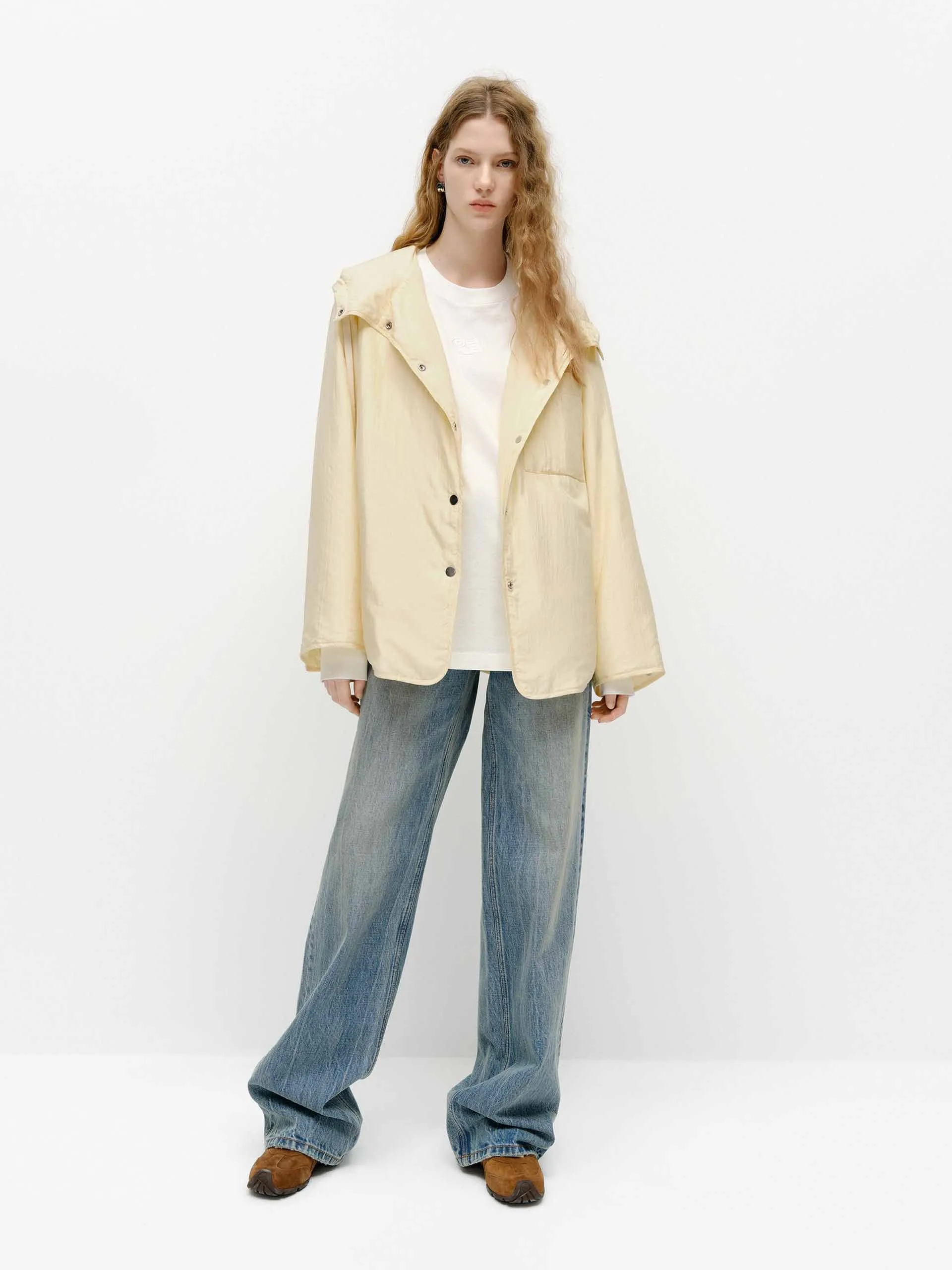 Silk Blend Hooded Coat