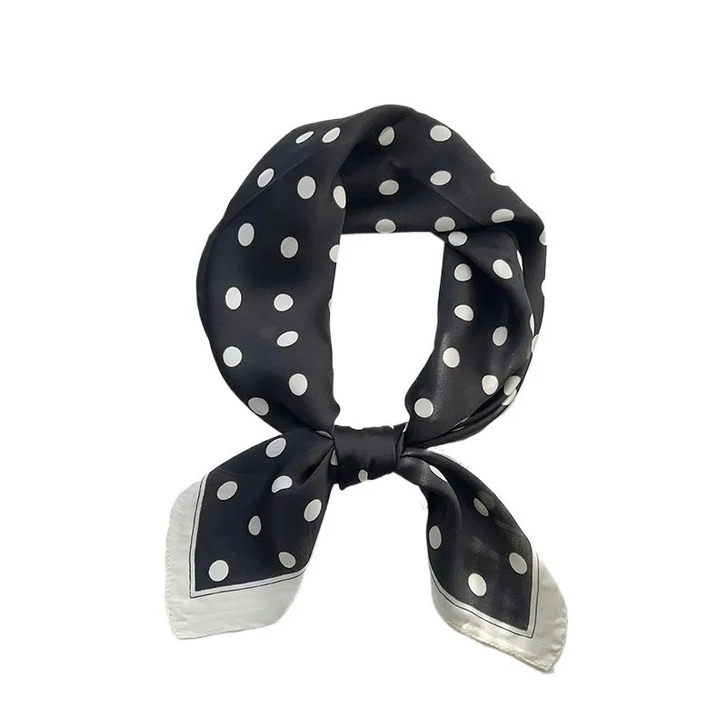 Silk Scarf Square High-grade Sense New Korean-style  Poll Dot Professional Small Scarf Printed Scarf Sunscreen Shawl Hair Belt