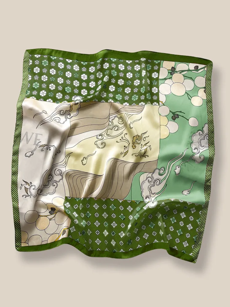 Stylish Printed Square Silk Scarf