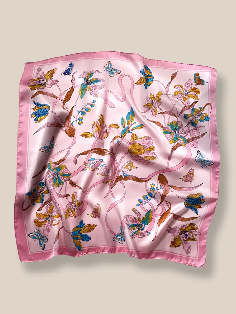Stylish Printed Square Silk Scarf