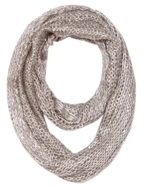 Taupe Shimmering Winter Warm Cozy Sparkle Infinity Loop Cowl Scarves
