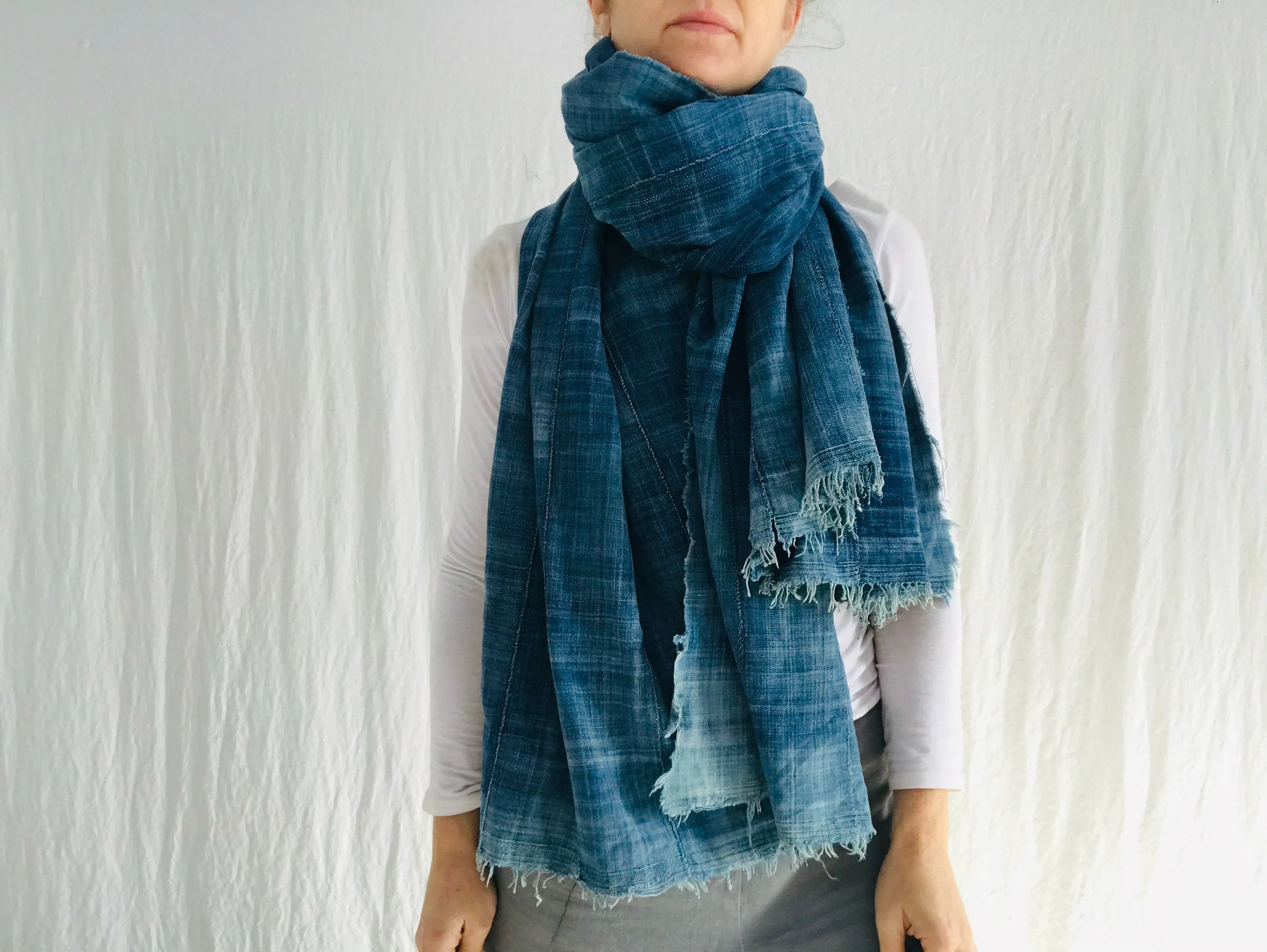 Vintage Indigo Mossi African Shawl Wrap.
