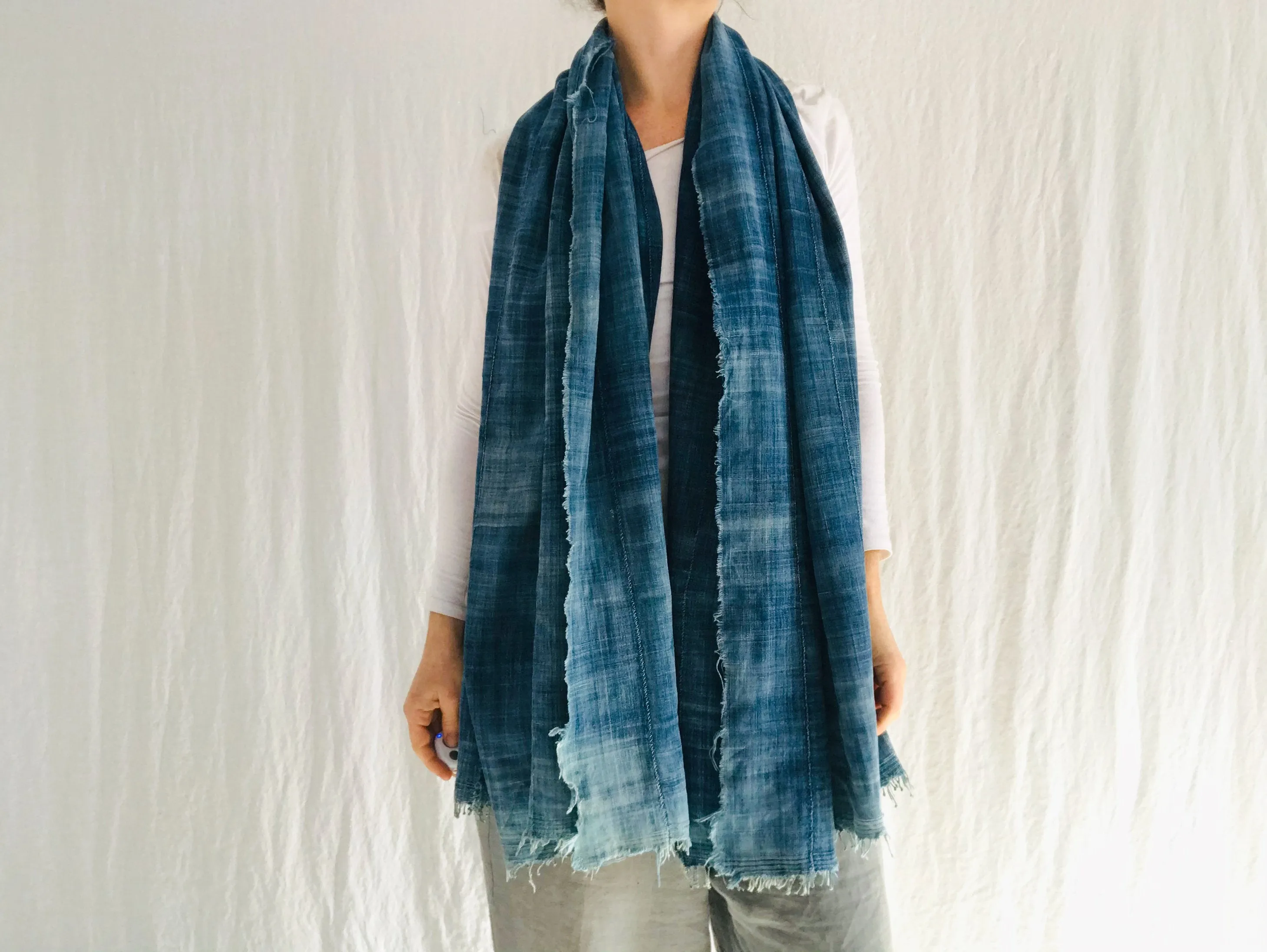 Vintage Indigo Mossi African Shawl Wrap.