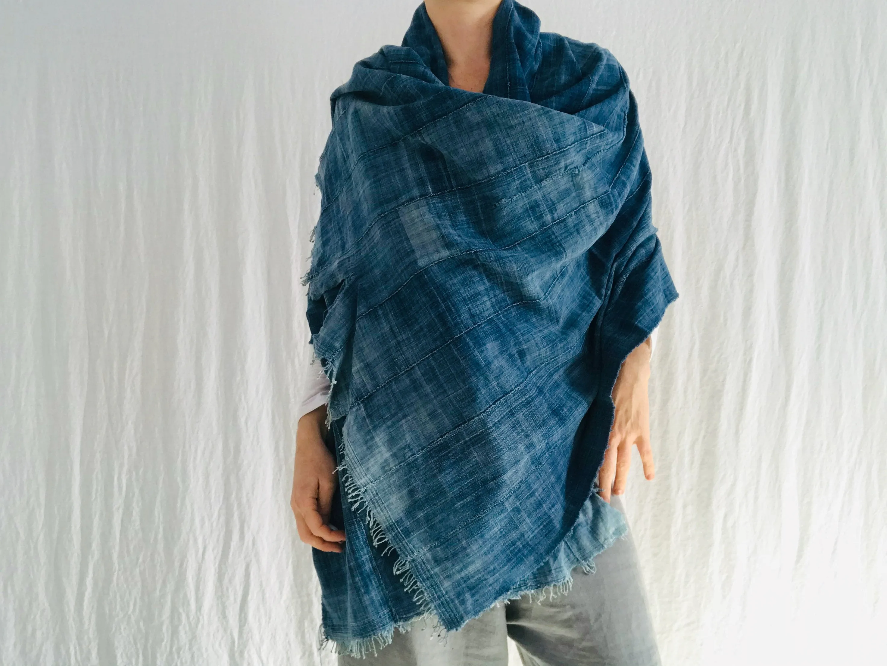 Vintage Indigo Mossi African Shawl Wrap.