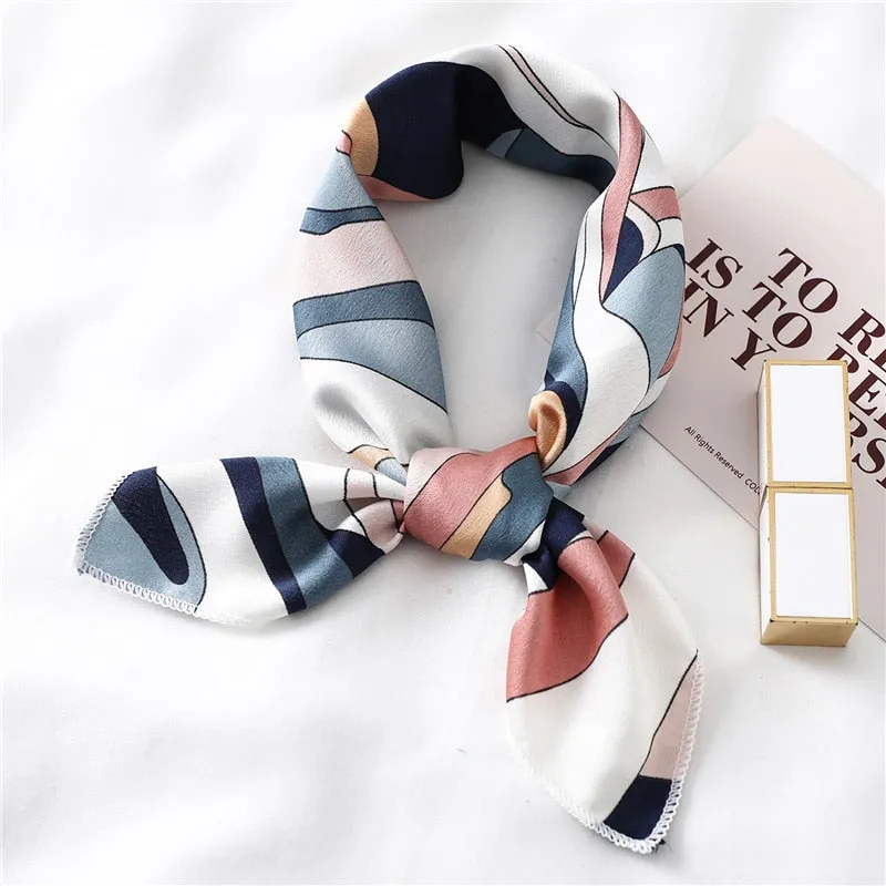 Women Small Satin Silk Scarf