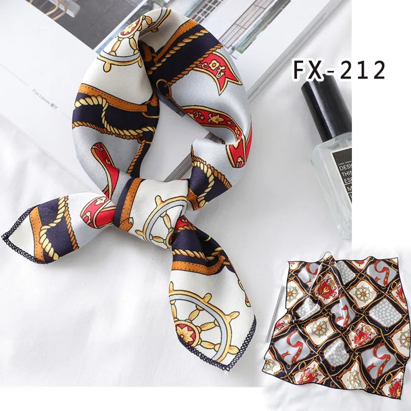 Women Small Satin Silk Scarf