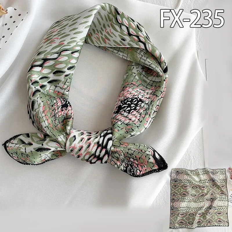Women Small Satin Silk Scarf