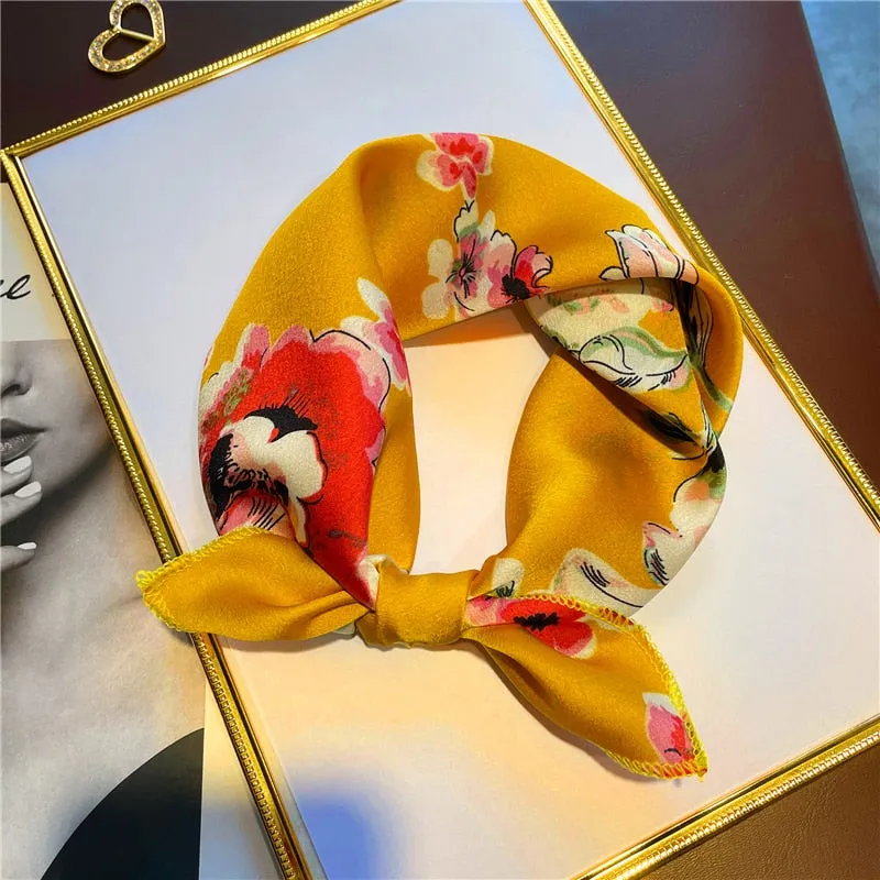 Women Small Satin Silk Scarf