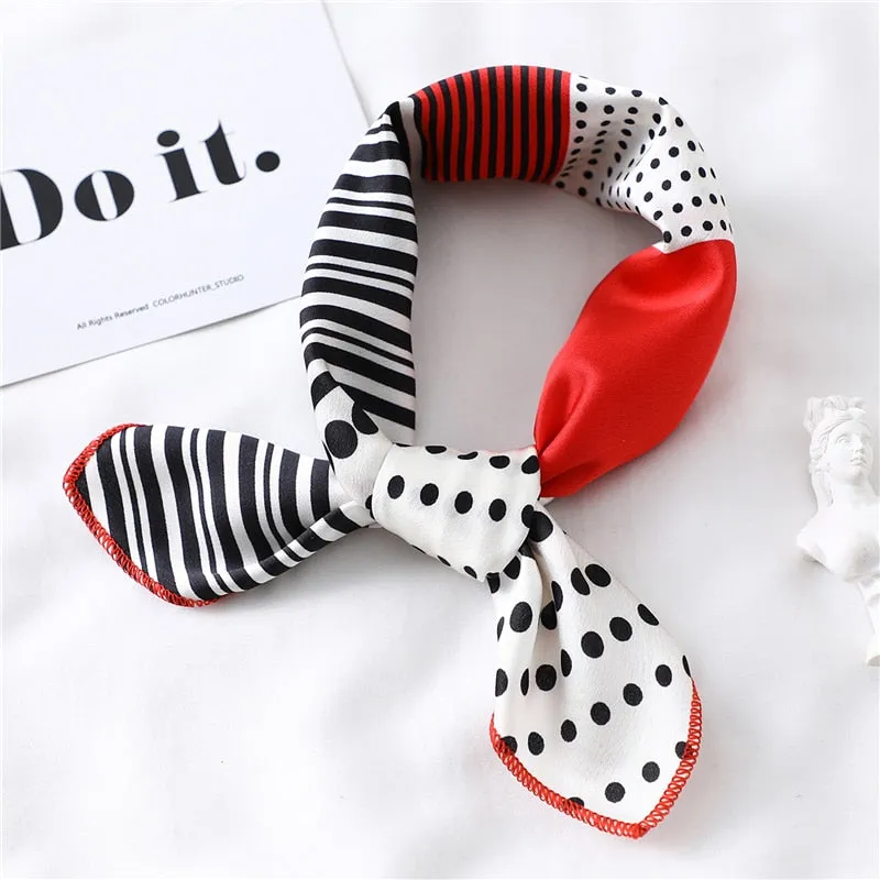 Women Small Satin Silk Scarf