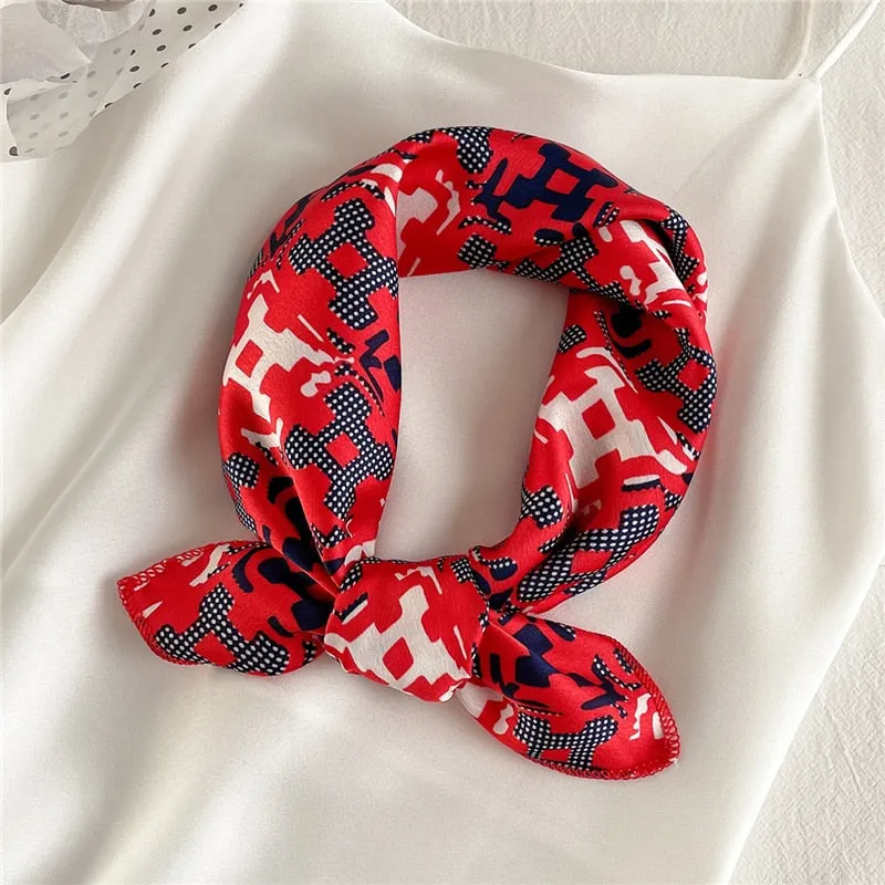 Women Small Satin Silk Scarf