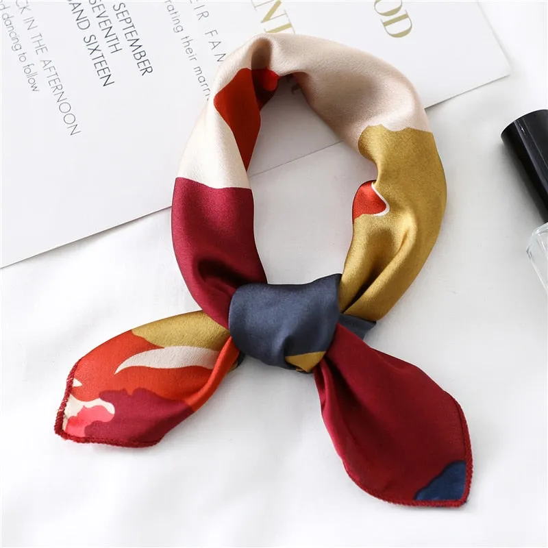 Women Small Satin Silk Scarf