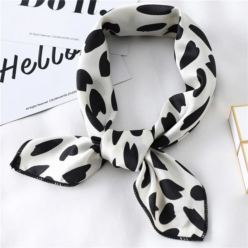 Women Small Satin Silk Scarf