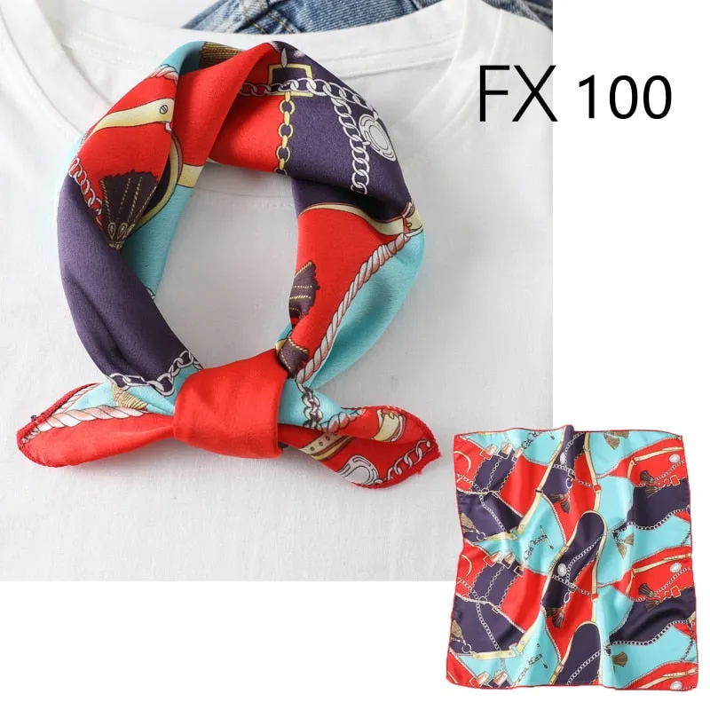 Women Small Satin Silk Scarf