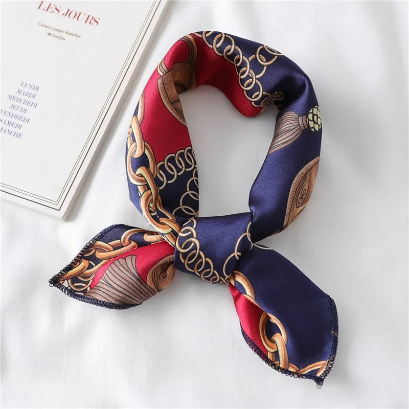 Women Small Satin Silk Scarf
