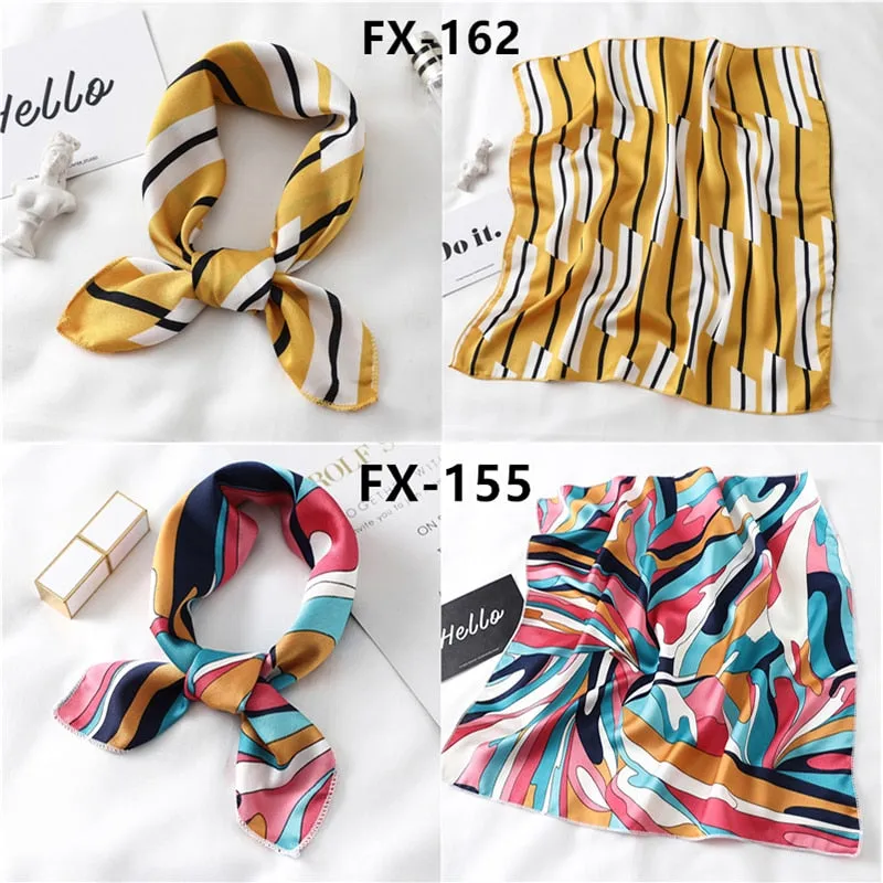 Women Small Satin Silk Scarf