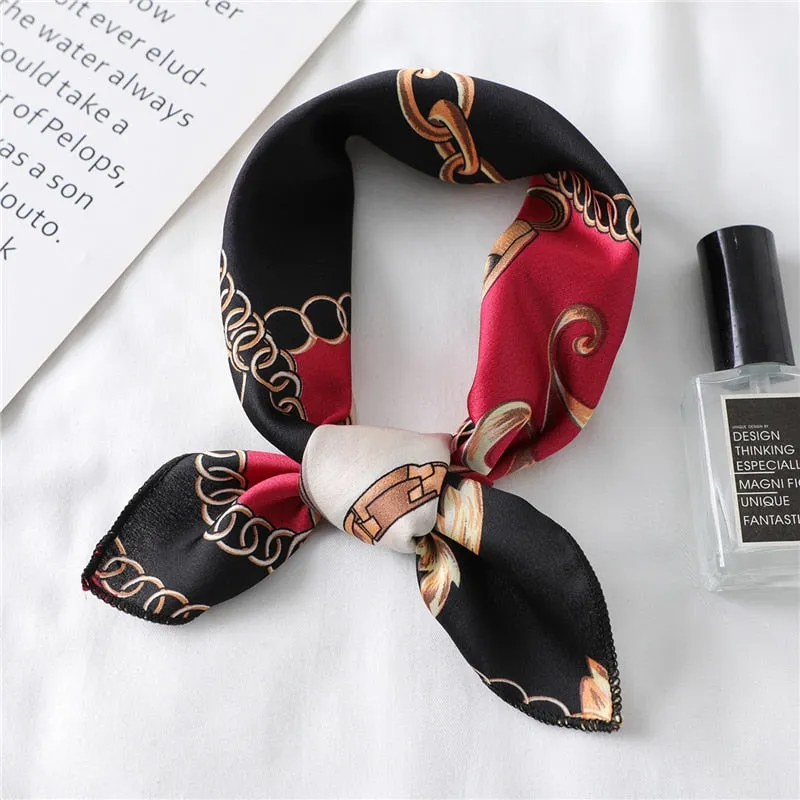 Women Small Satin Silk Scarf