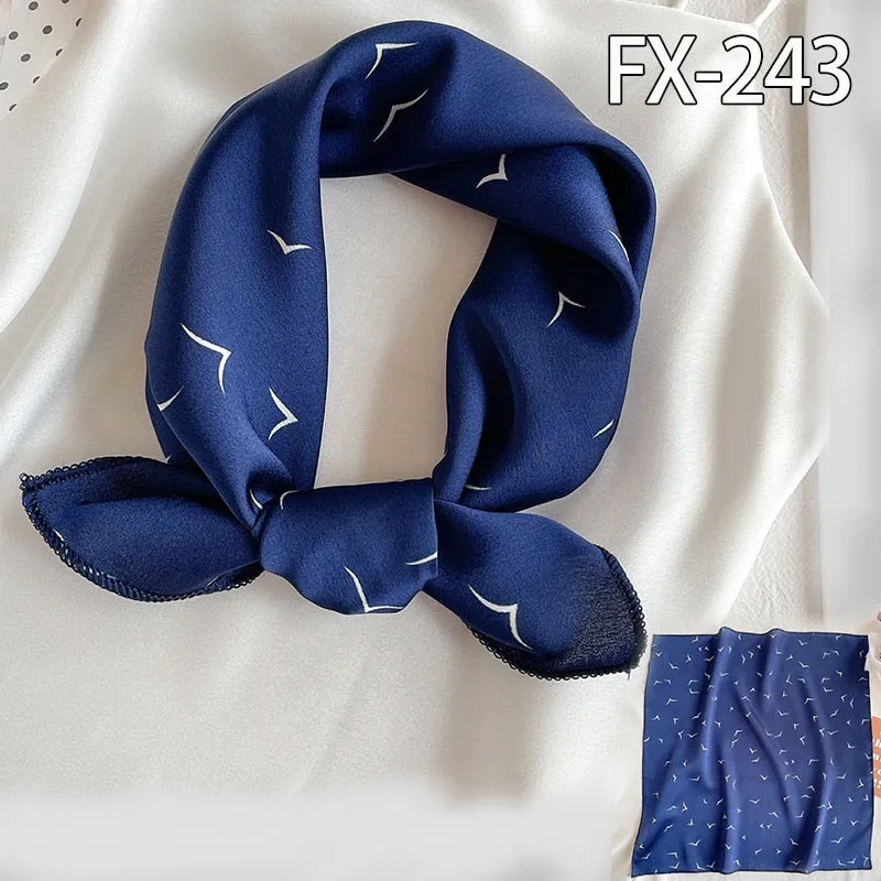 Women Small Satin Silk Scarf