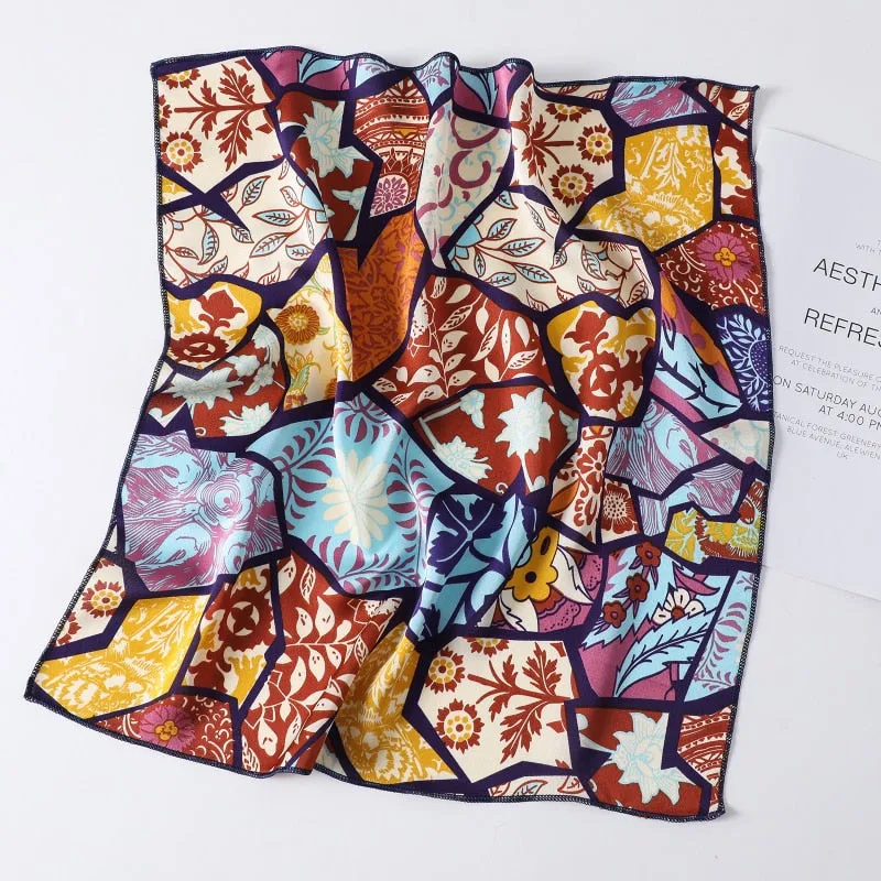 Women Small Satin Silk Scarf
