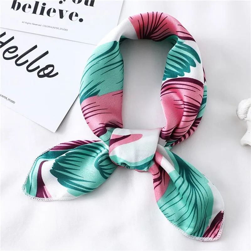 Women Small Satin Silk Scarf