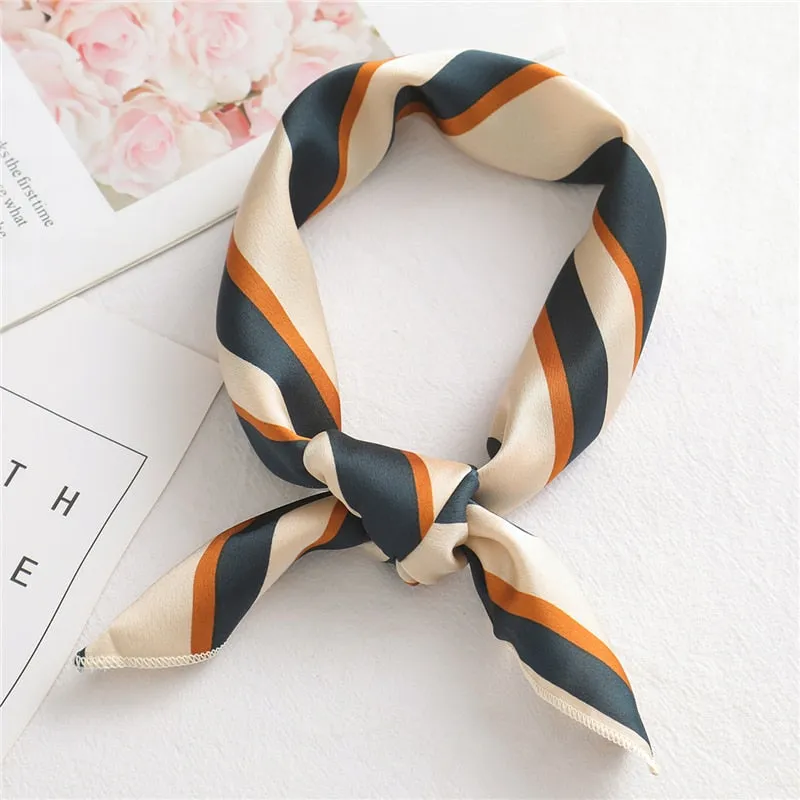 Women Small Satin Silk Scarf