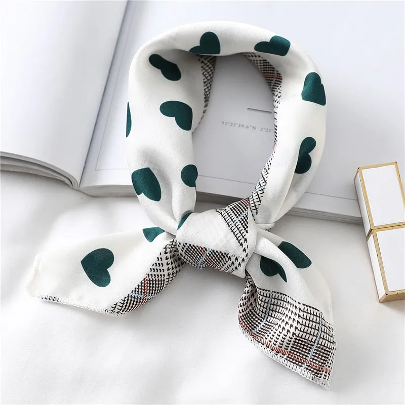 Women Small Satin Silk Scarf