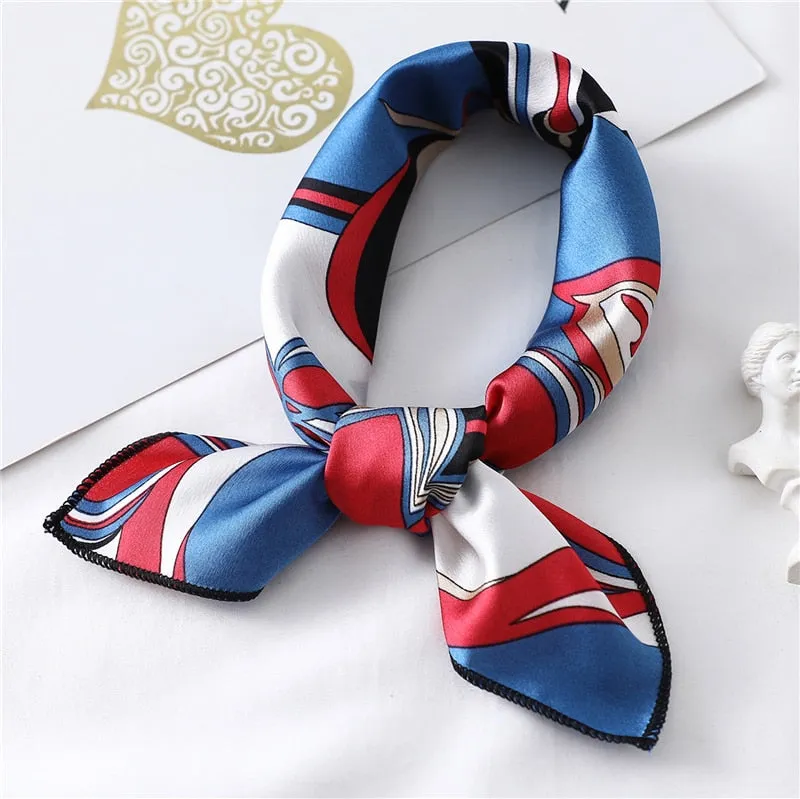 Women Small Satin Silk Scarf