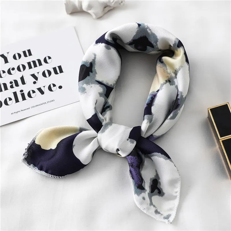 Women Small Satin Silk Scarf