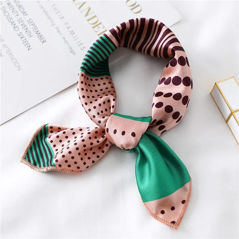 Women Small Satin Silk Scarf