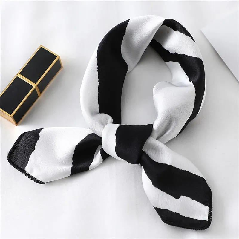 Women Small Satin Silk Scarf