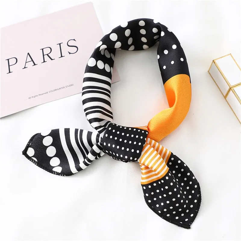 Women Small Satin Silk Scarf