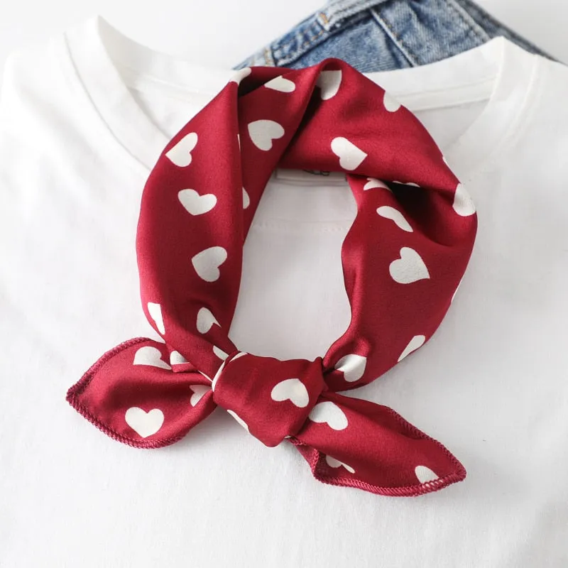 Women Small Satin Silk Scarf