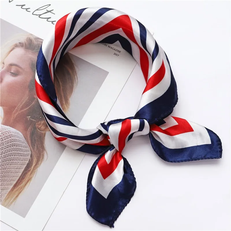 Women Small Satin Silk Scarf
