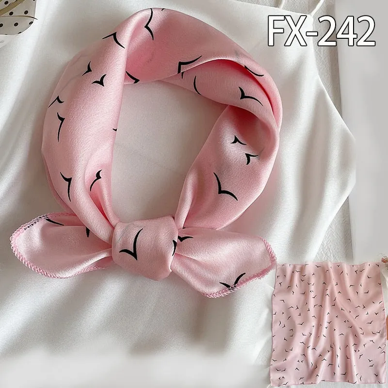 Women Small Satin Silk Scarf