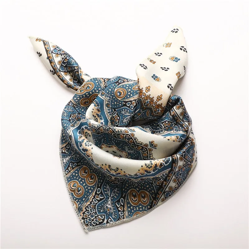 Women Small Satin Silk Scarf