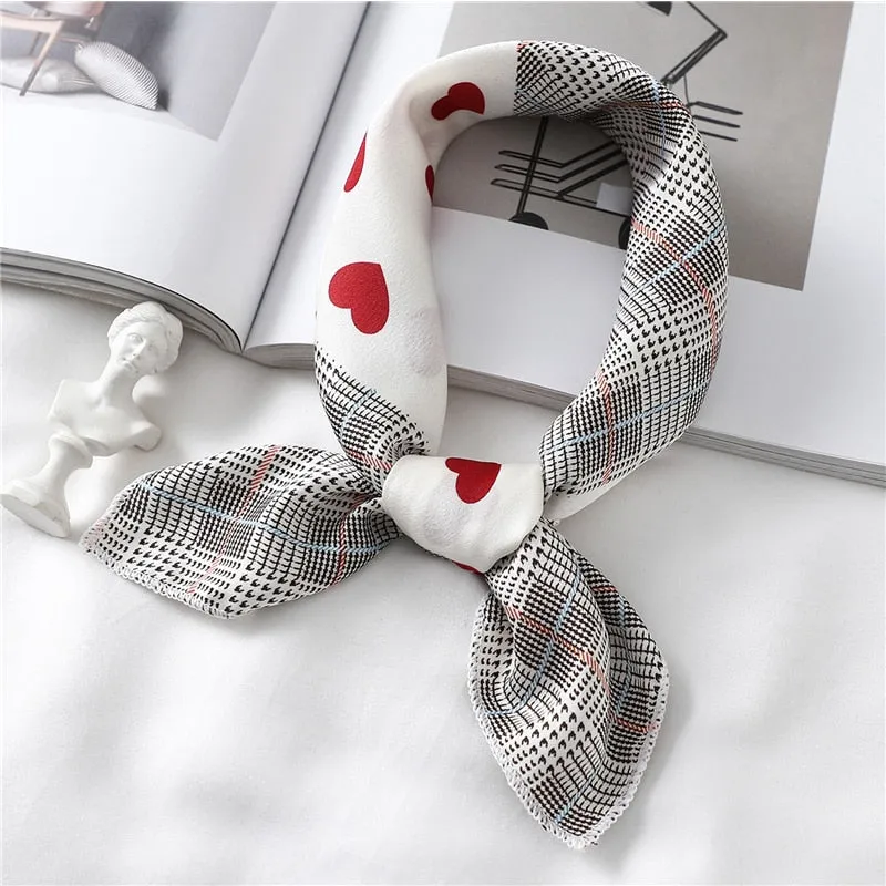 Women Small Satin Silk Scarf