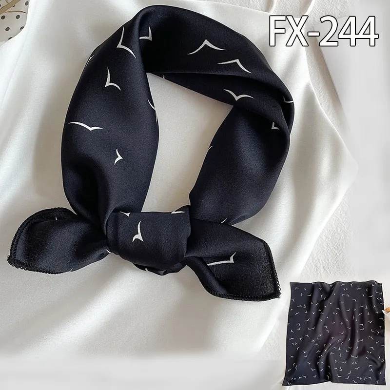 Women Small Satin Silk Scarf