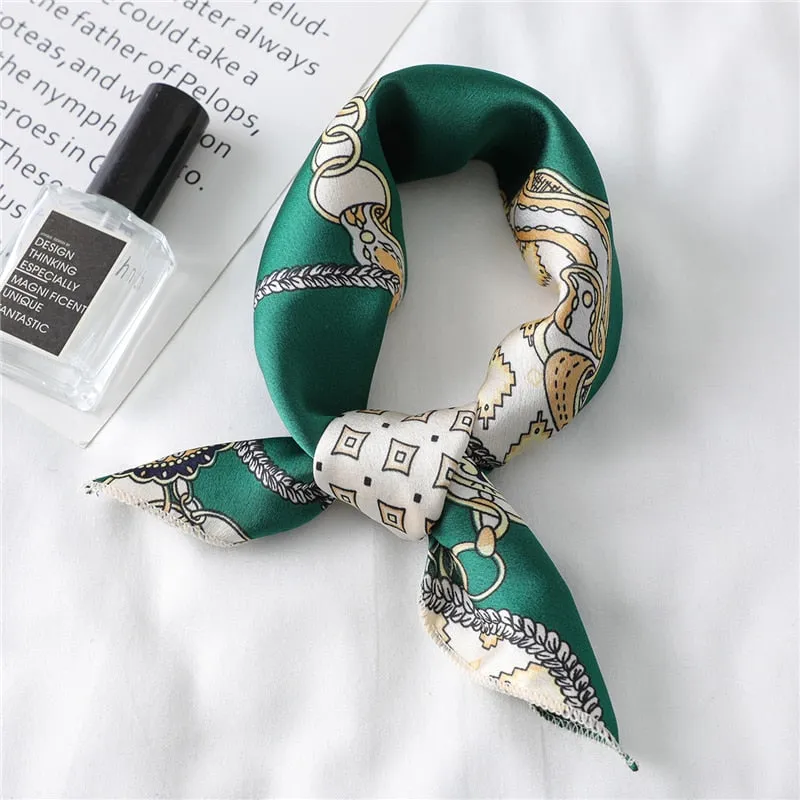 Women Small Satin Silk Scarf