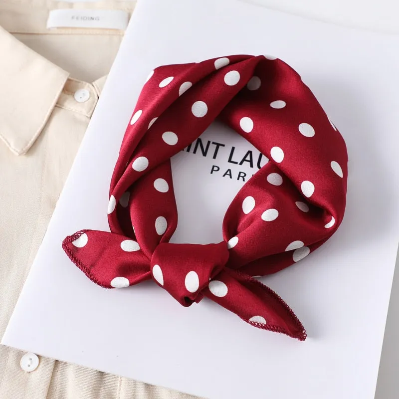 Women Small Satin Silk Scarf
