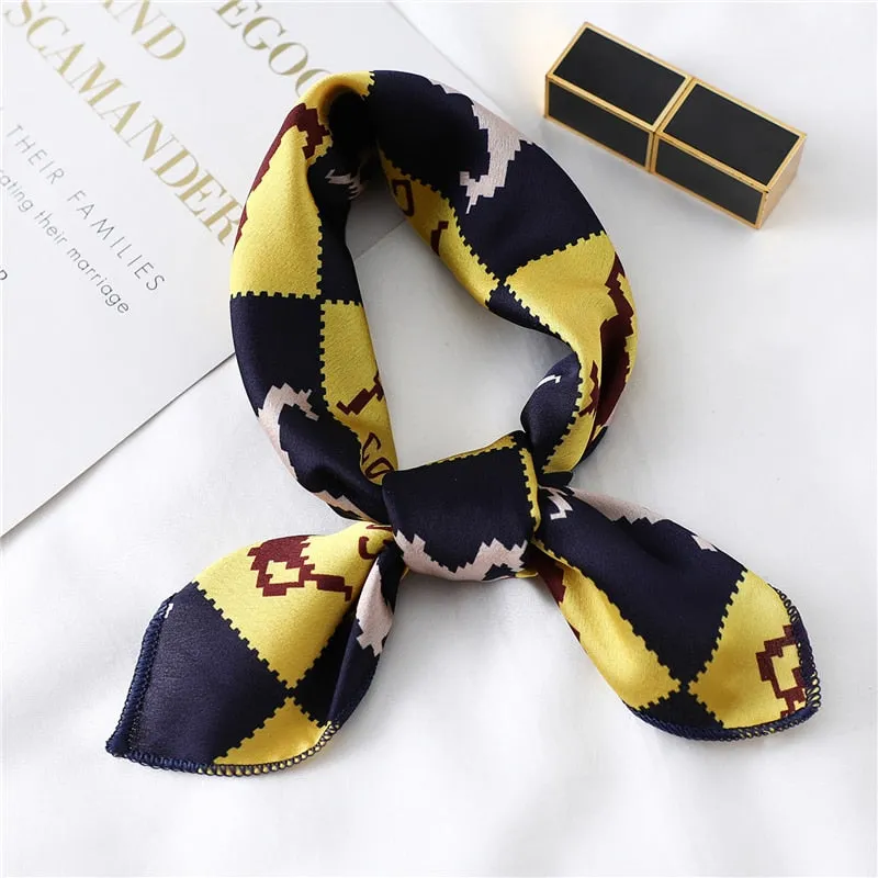 Women Small Satin Silk Scarf
