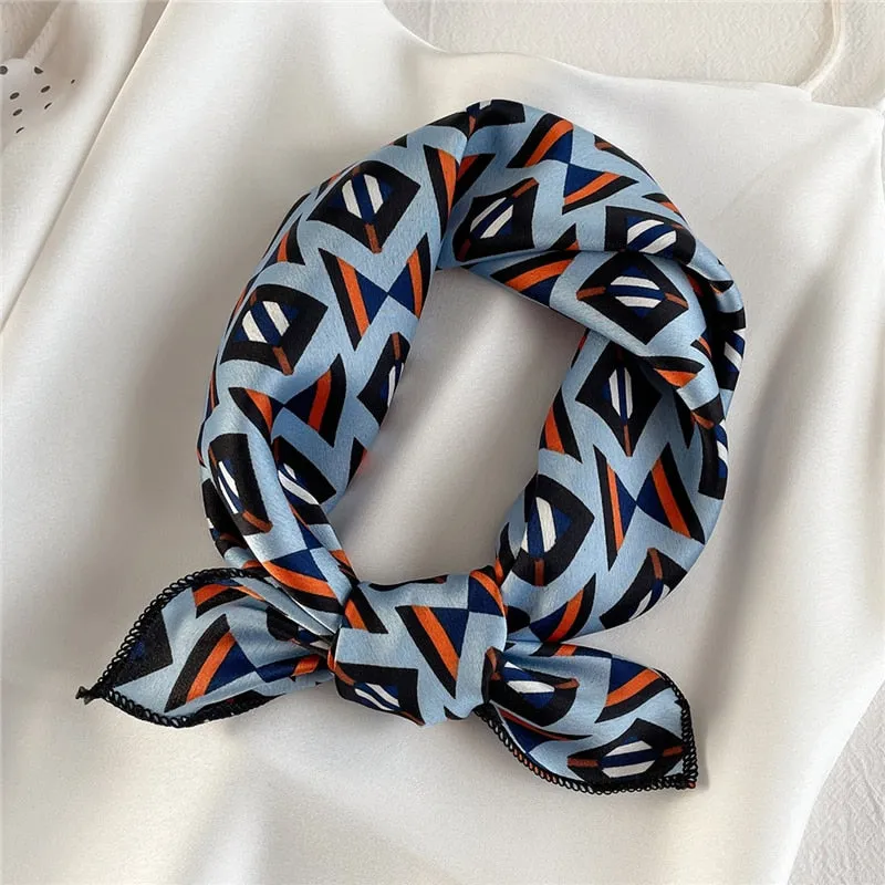 Women Small Satin Silk Scarf