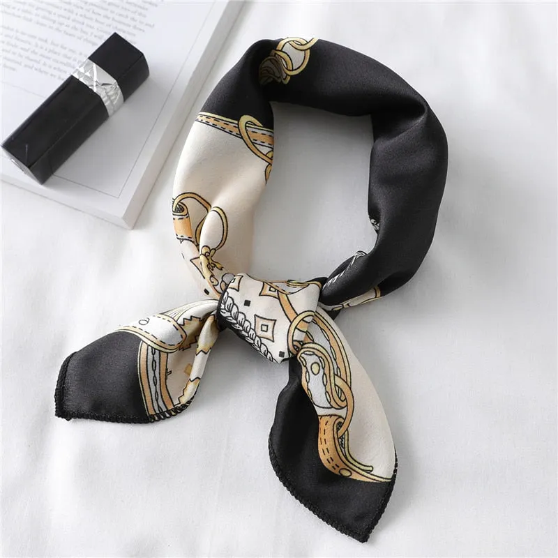 Women Small Satin Silk Scarf