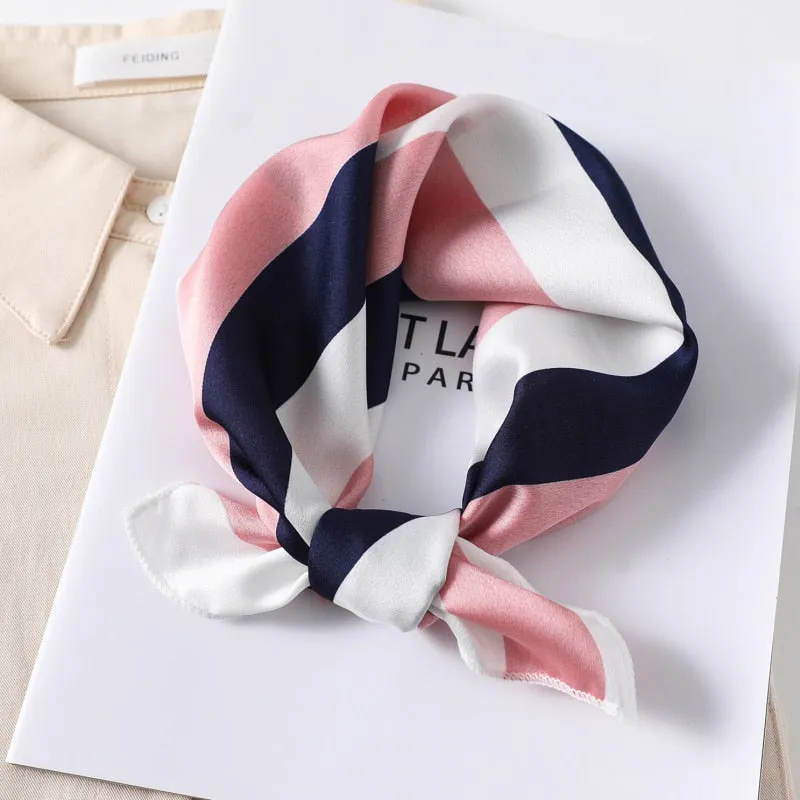 Women Small Satin Silk Scarf