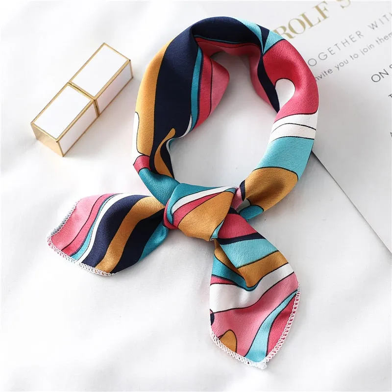 Women Small Satin Silk Scarf