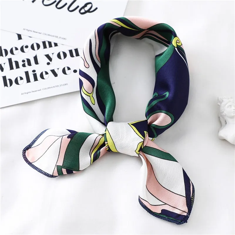 Women Small Satin Silk Scarf