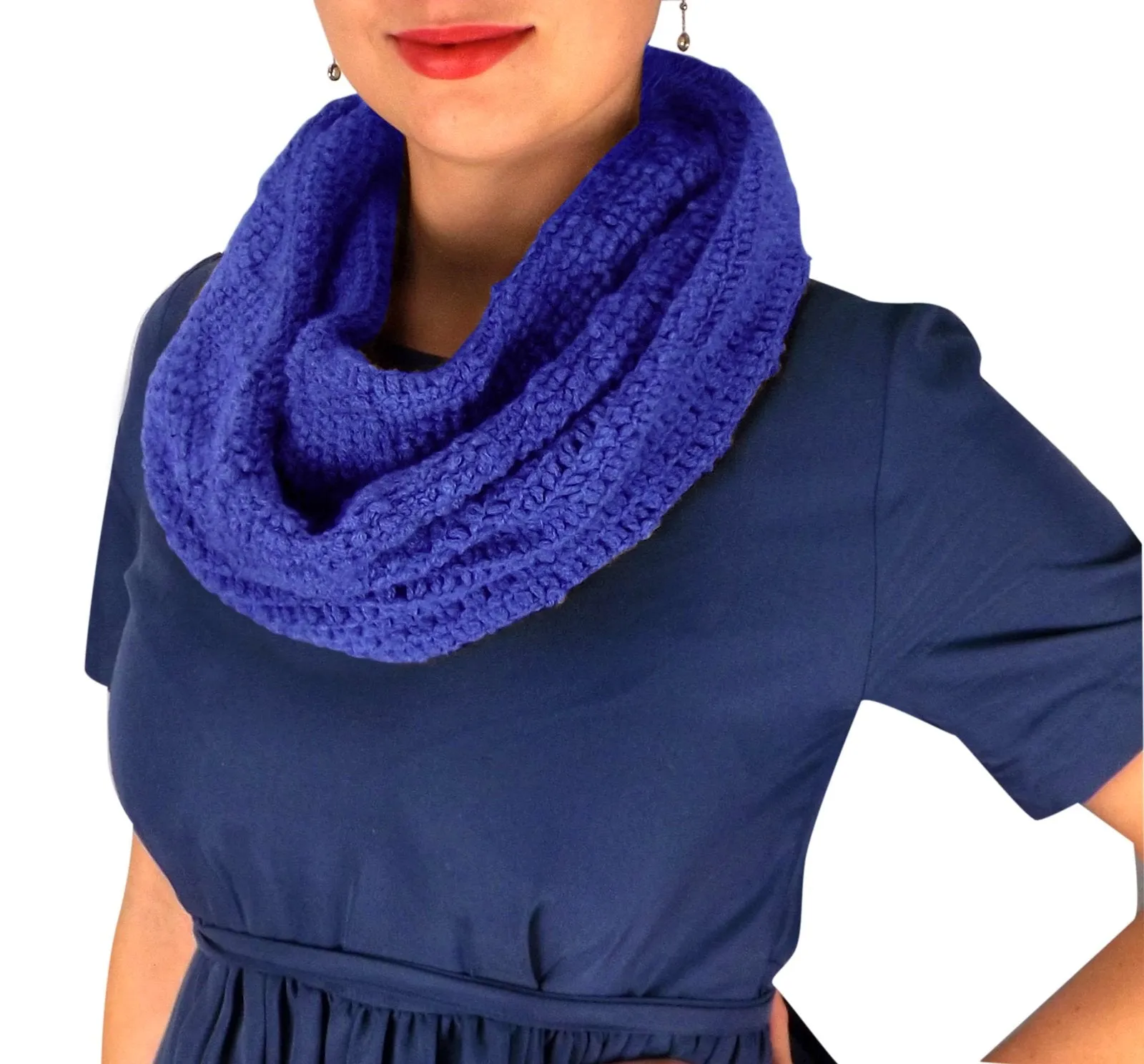 Womens Glamorous Chic Warm Knitted Winter Snood Infinity Loop Scarf